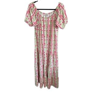 Smith & Quinn Pink and Green Floral Print Maxi dress, size small
